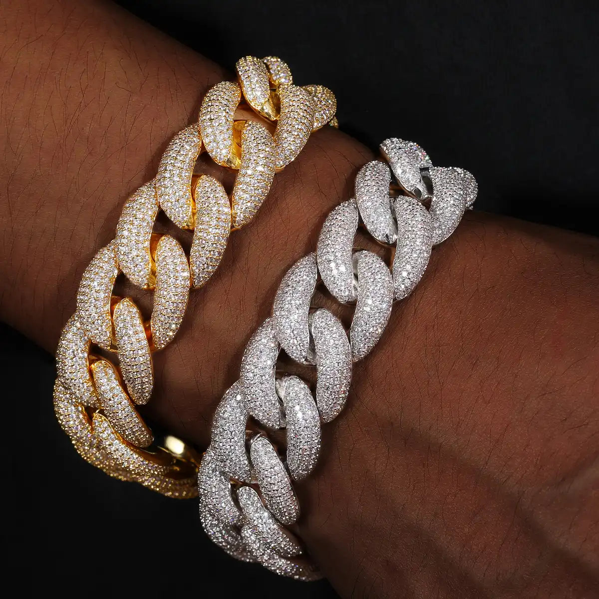 20mm Moissanite Micro Paved Cuban Link Chain/Bracelet