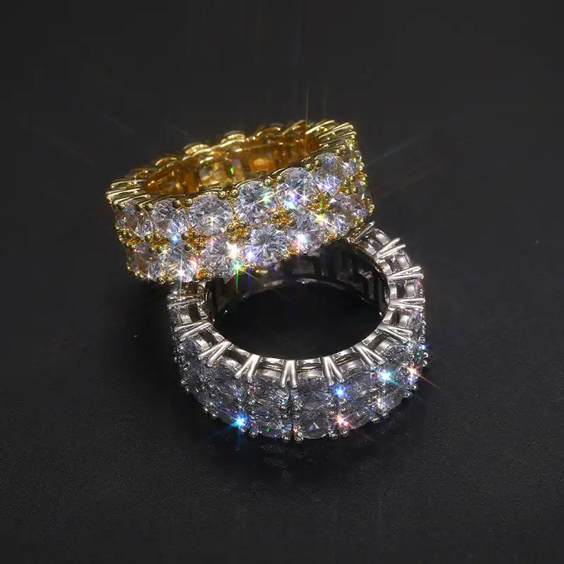 Moissanite Two Row Tennis Ring