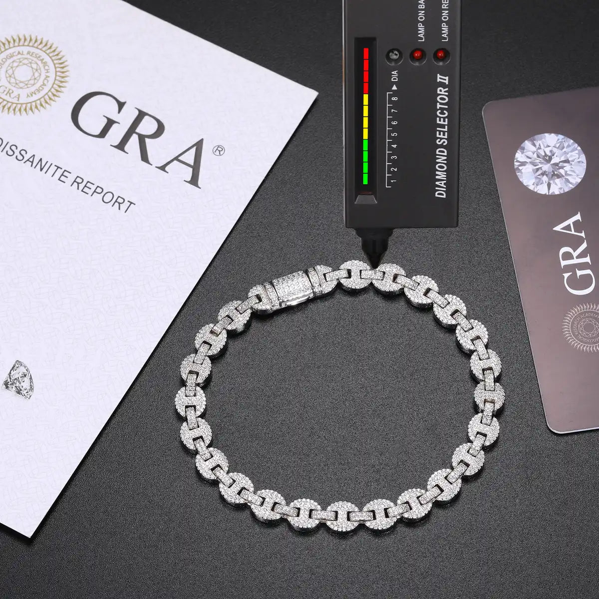 8mm-10mm Moissanite Iced Out Gucci Link Chain Bracelet