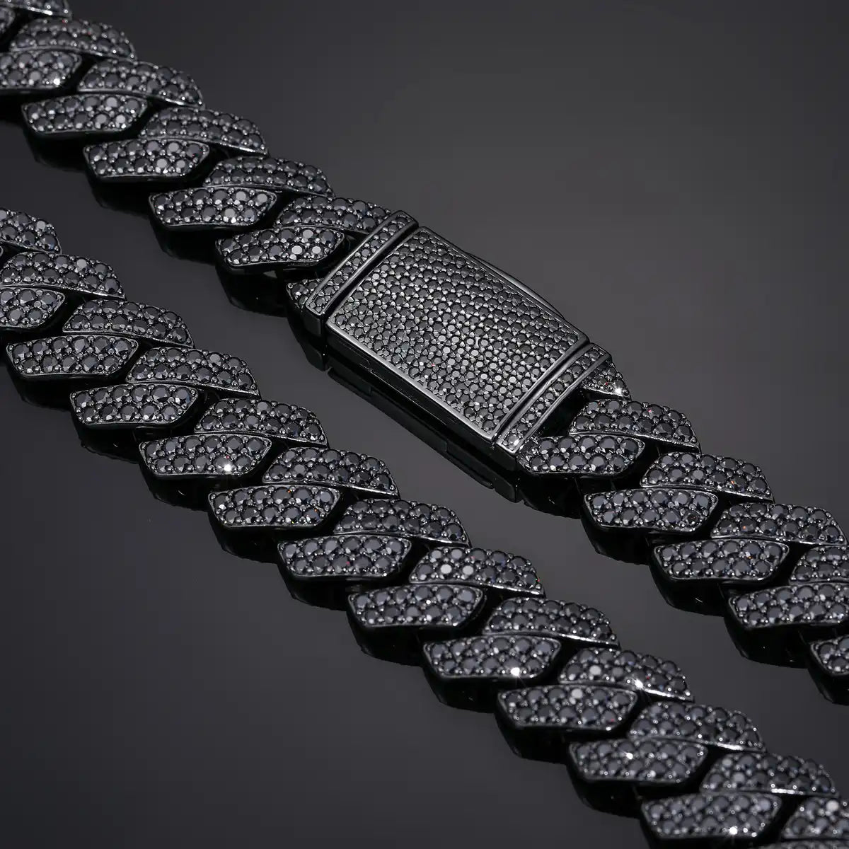 14mm Moissanite Blacked Out Cuban Link Chain/Bracelet