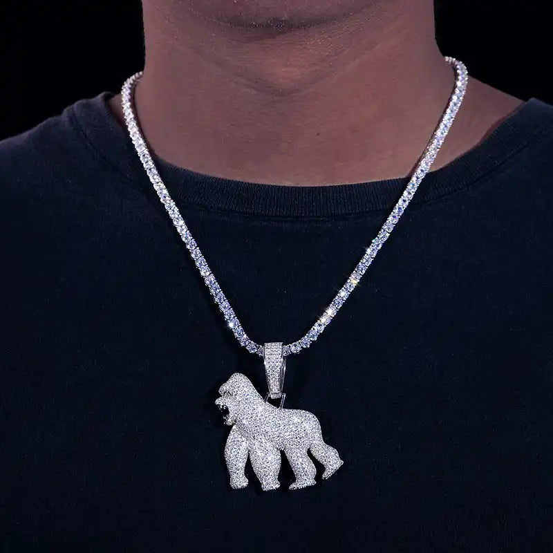 Moissanite Angry Gorilla Pendant