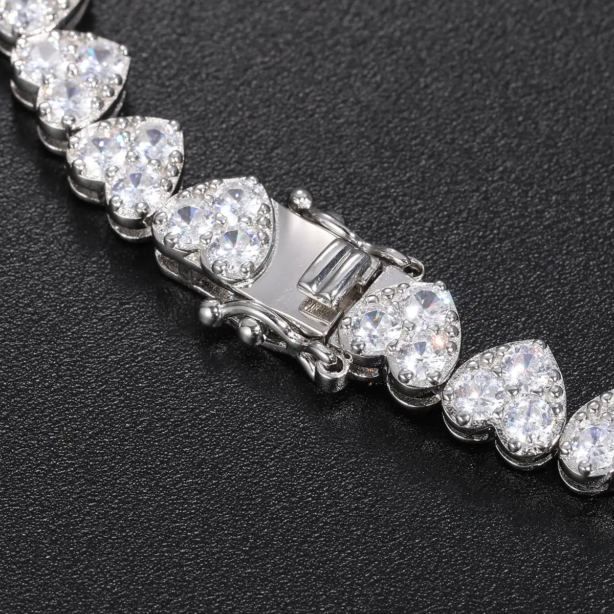 8mm Moissanite Heart Shaped Cluster Tennis Bracelet