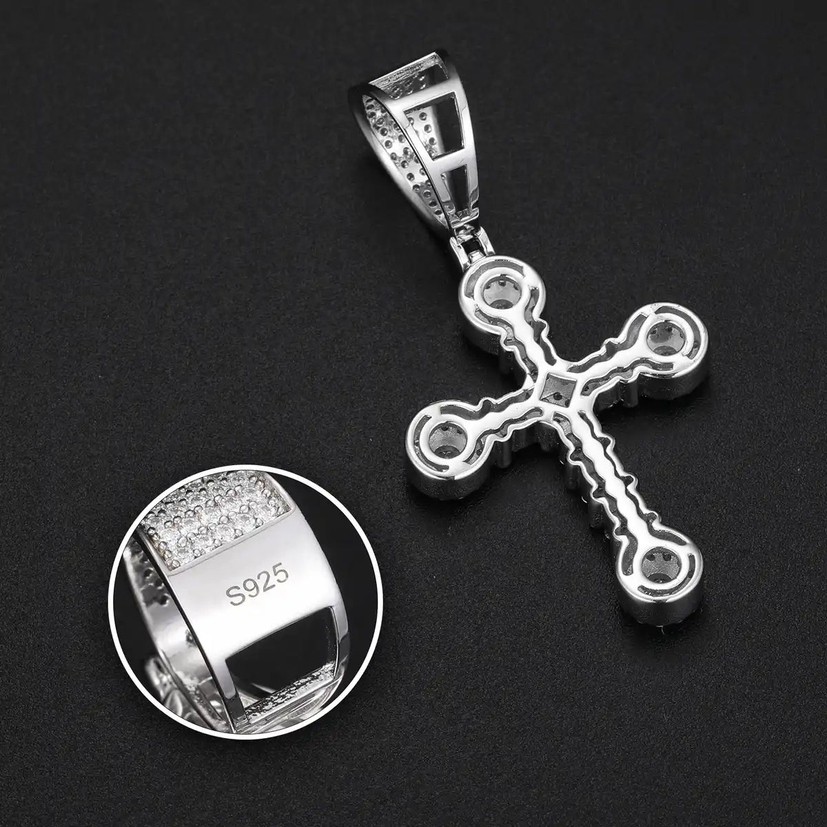 Moissanite Halo Cross Pendant