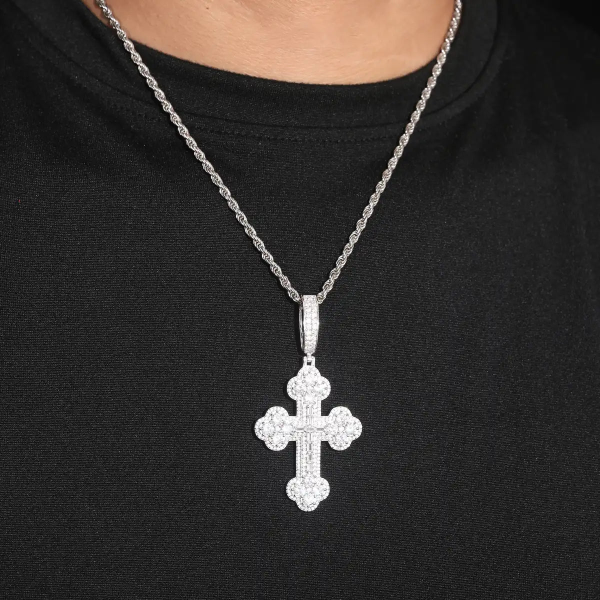 Moissanite Iris Cross Pendant