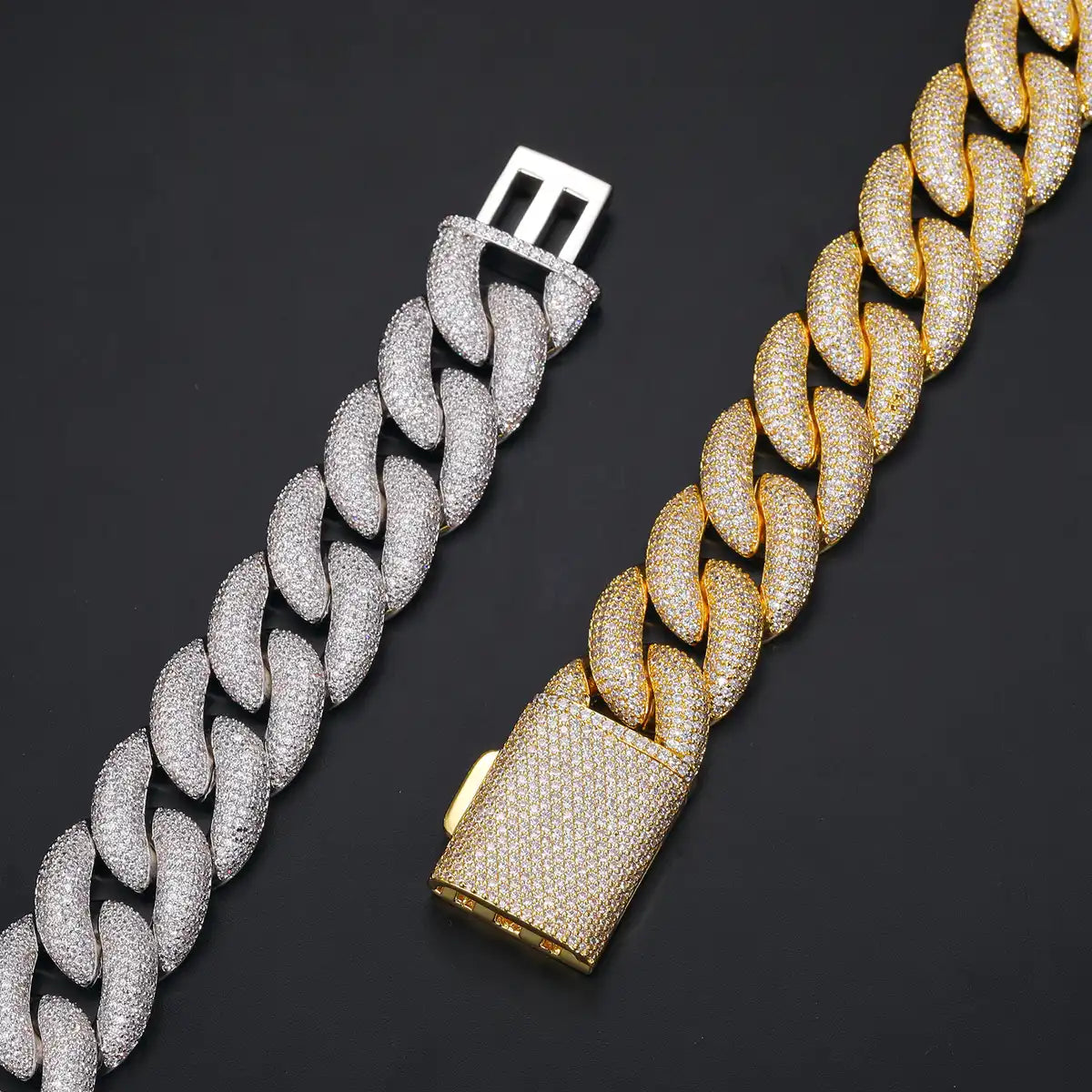 20mm Moissanite Micro Paved Cuban Link Chain/Bracelet