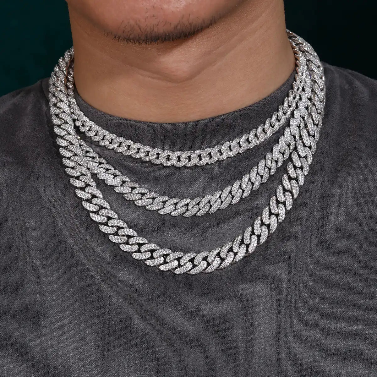 8mm Moissanite Bubble Cuban Link Chain