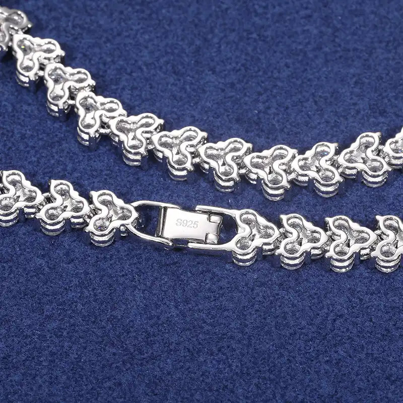 6mm Moissanite Three-Stone Heart Tennis Chain