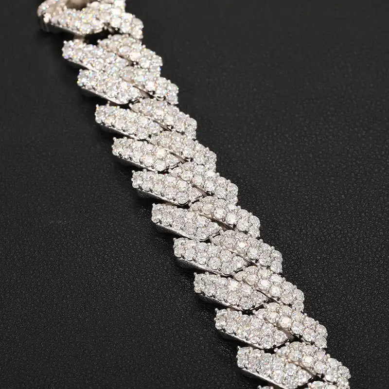 20mm Moissanite Prong Set Cuban Link Bracelet