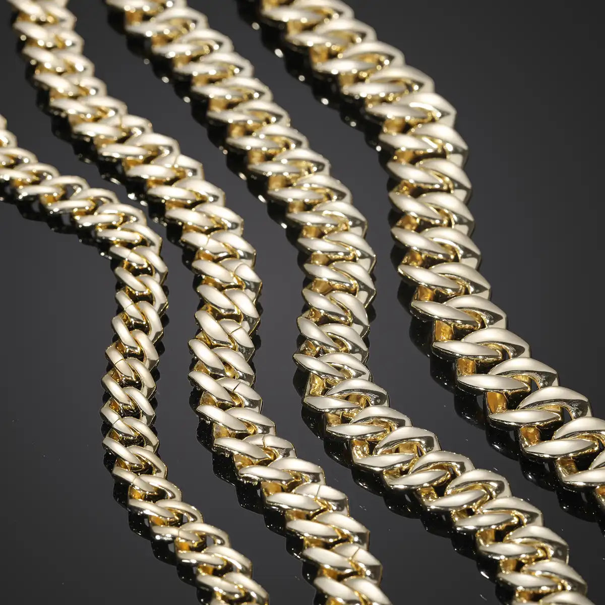 8mm-14mm Moissanite 14K Gold Plated Cuban Link Chain