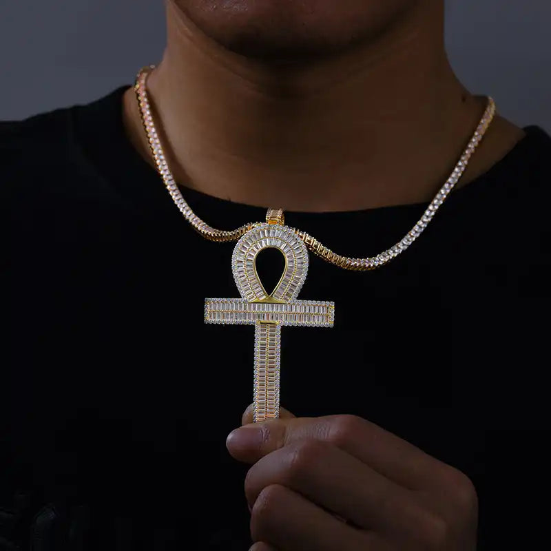 Moissanite Ankh Cross Pendant