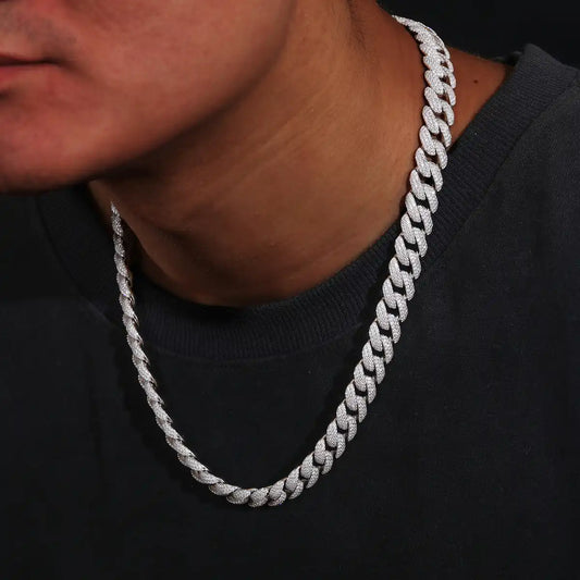 12mm Moissanite Bubble Cuban Link Chain