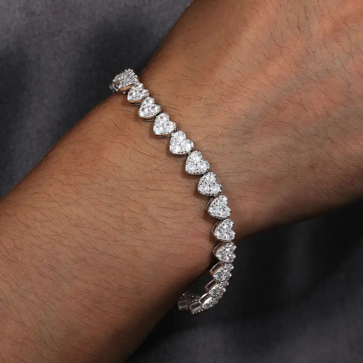 8mm Moissanite Heart Shaped Cluster Tennis Bracelet