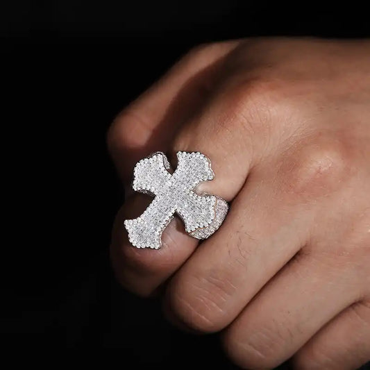 Moissanite Cross Band Ring