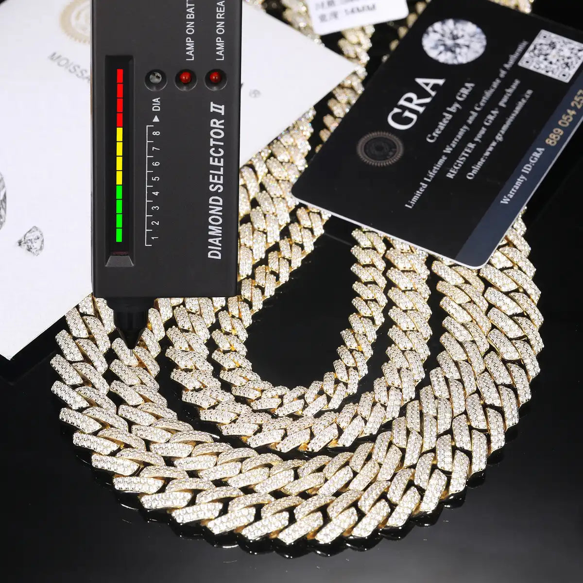 8mm-14mm Moissanite 14K Gold Plated Cuban Link Chain