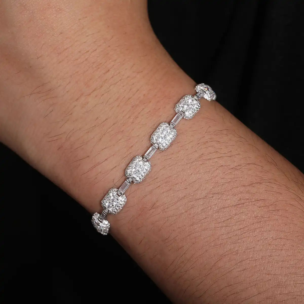 7mm Moissanite Cuboid Link Bracelet