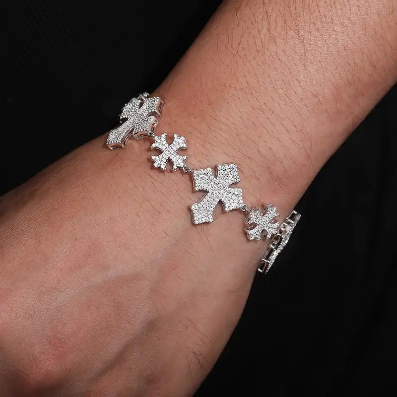 22mm Moissanite Cross Link Bracelet