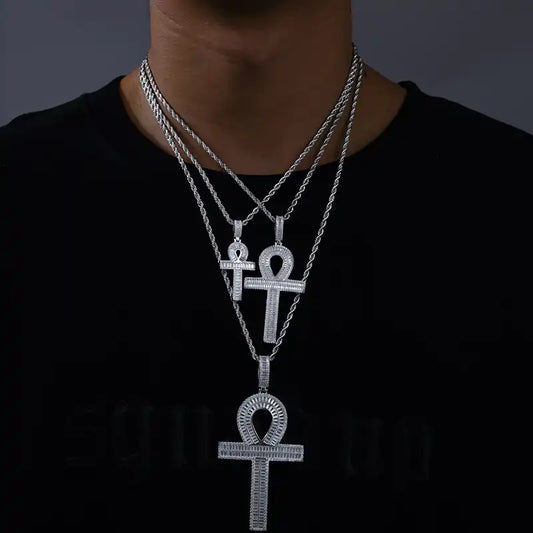 Moissanite Ankh Cross Pendant