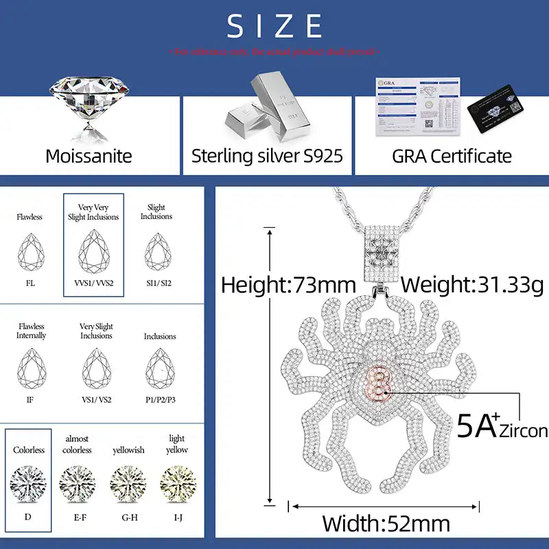 Moissanite Two Tone Spider Pendant