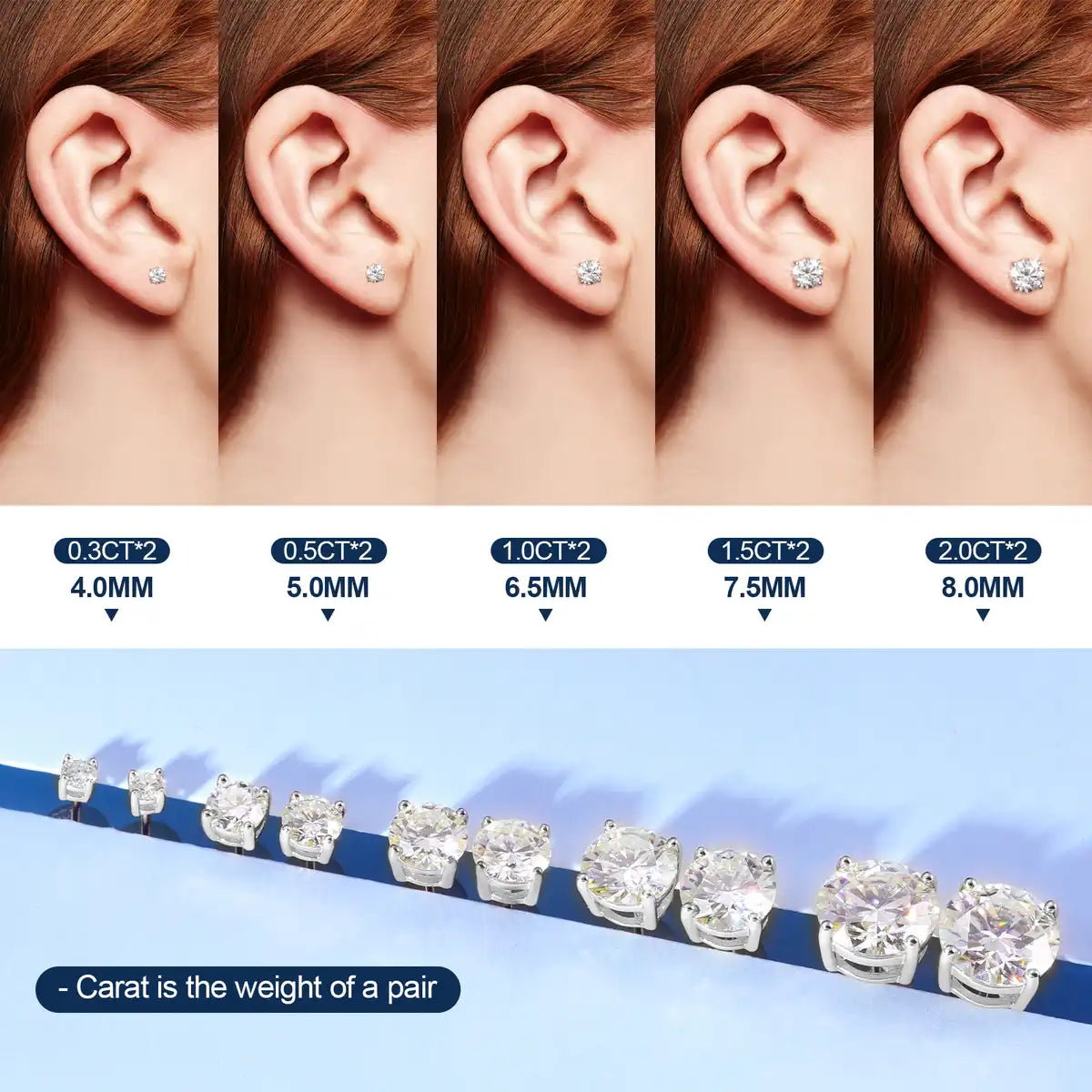 3mm-11mm Moissanite Classic Stud Earrings