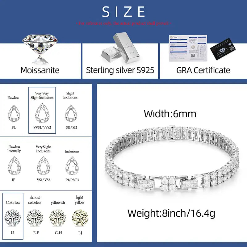 6mm 2-Row Moissanite Tennis Bracelet