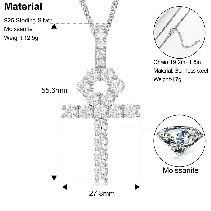 3mm Moissanite Jesus Cross Pendant