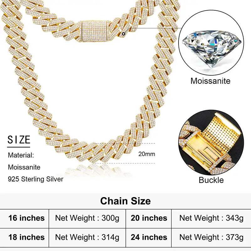 19mm Moissanite Miami Cuban Link Chain