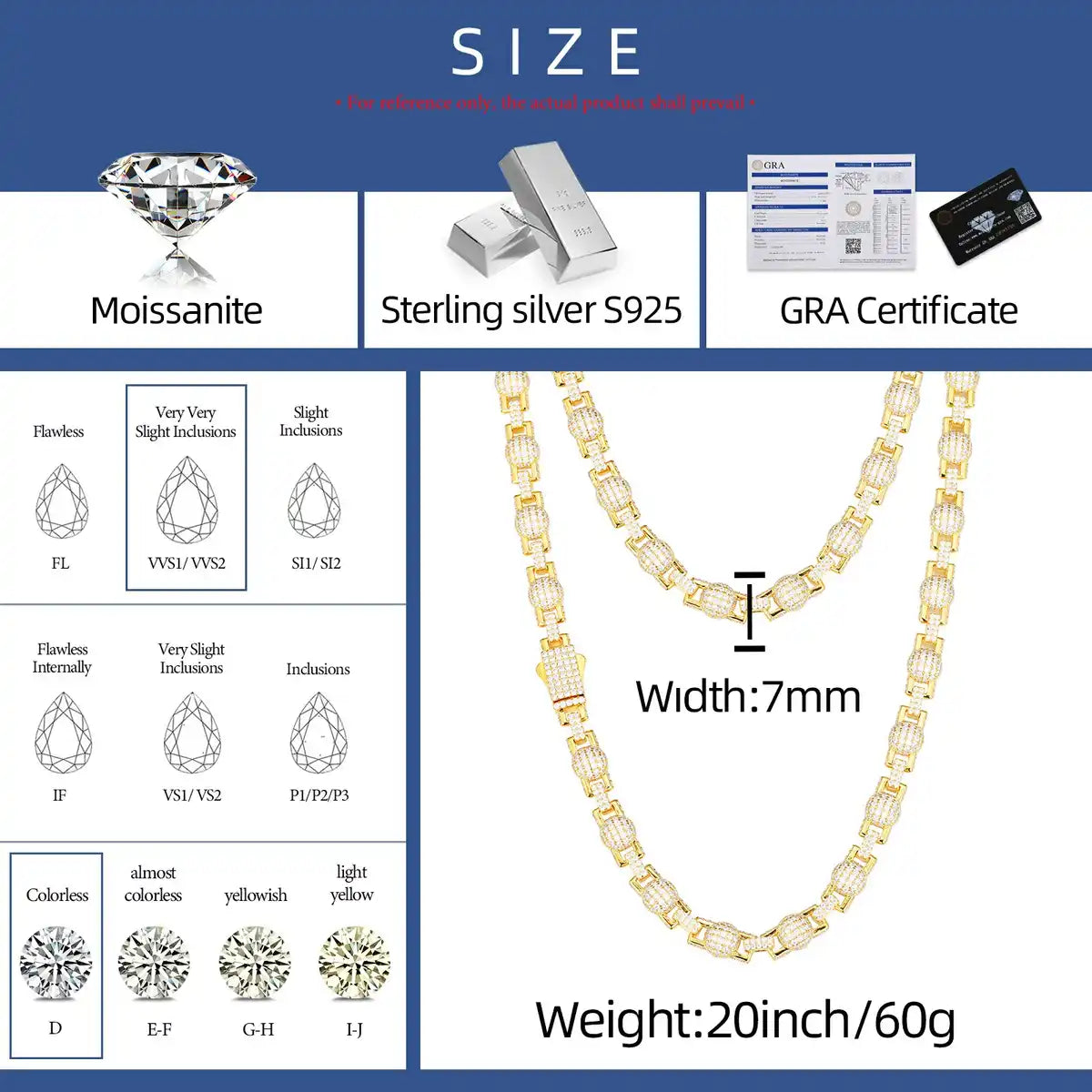 7mm Moissanite Ball Link Chain/Bracelet