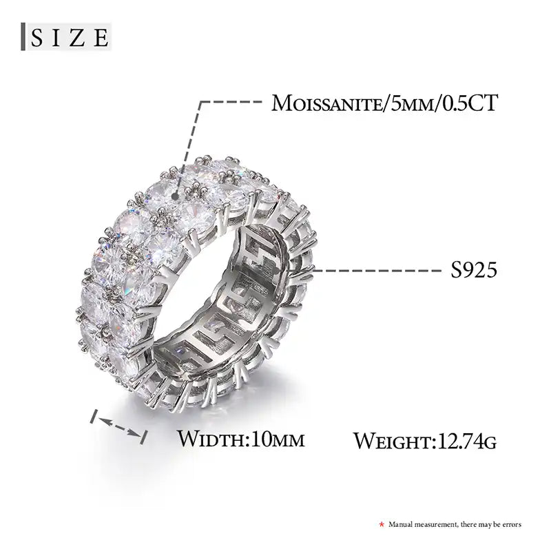 Moissanite Two Row Tennis Ring