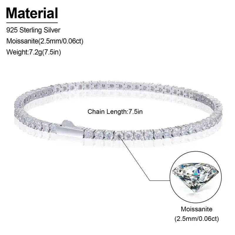 2mm-2.5mm Moissanite Tennis Bracelet