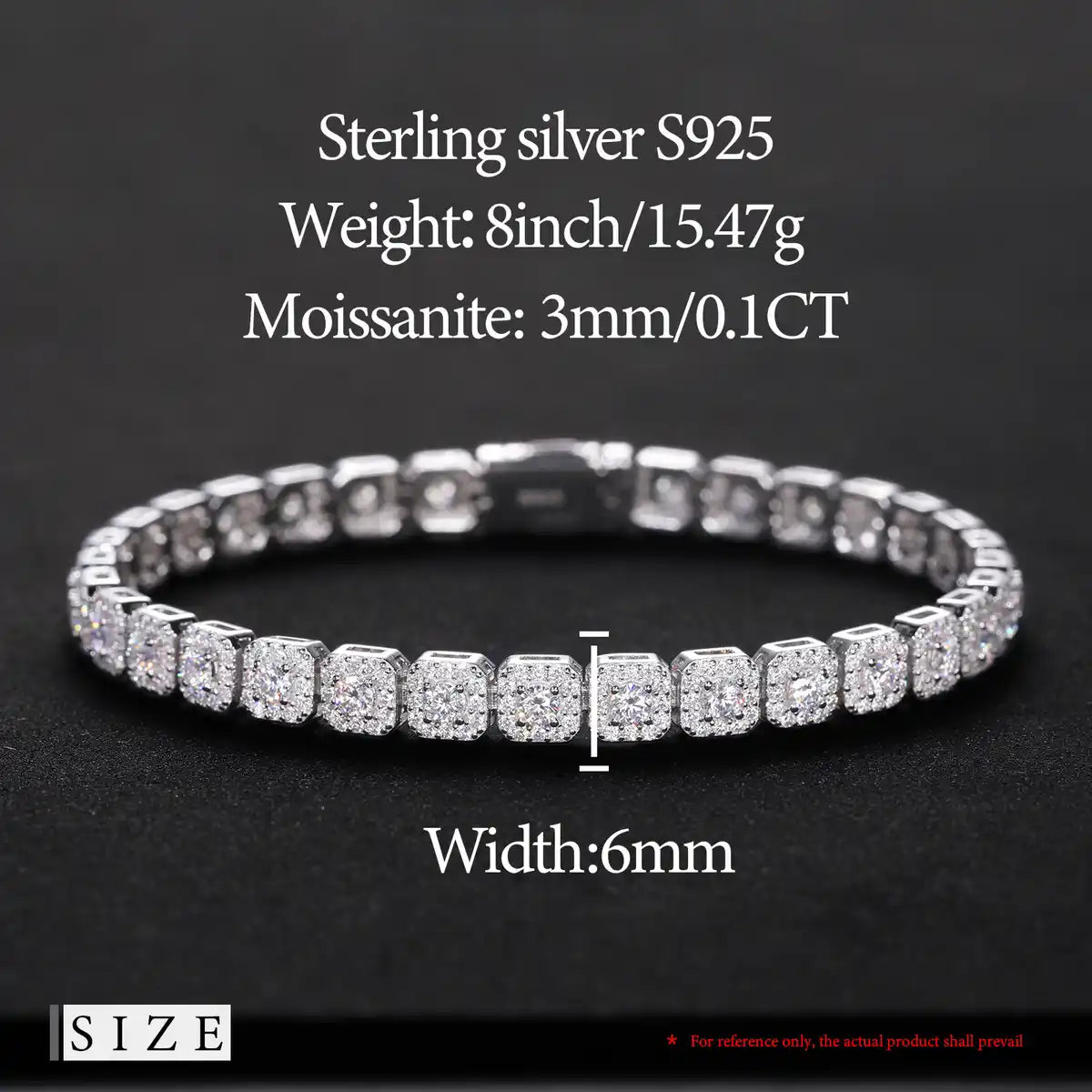 6mm Moissanite Halo Tennis Bracelet